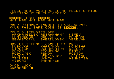 B-1 Nuclear Bomber For Commodore PET (1980)